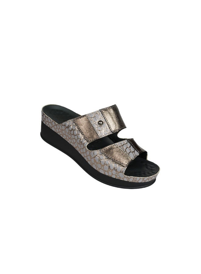 148-1070 Vital Ladies Lara - Reptil/Metallic Sandals 16003S Grey