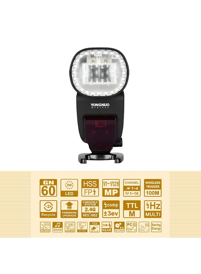 YN650EX-RF Camera Flash Speedlite ETTL Speedlight Built-in 2.4G Wireless 1/8000s High-speed Sync with LCD Display Hot Shoe Replacement