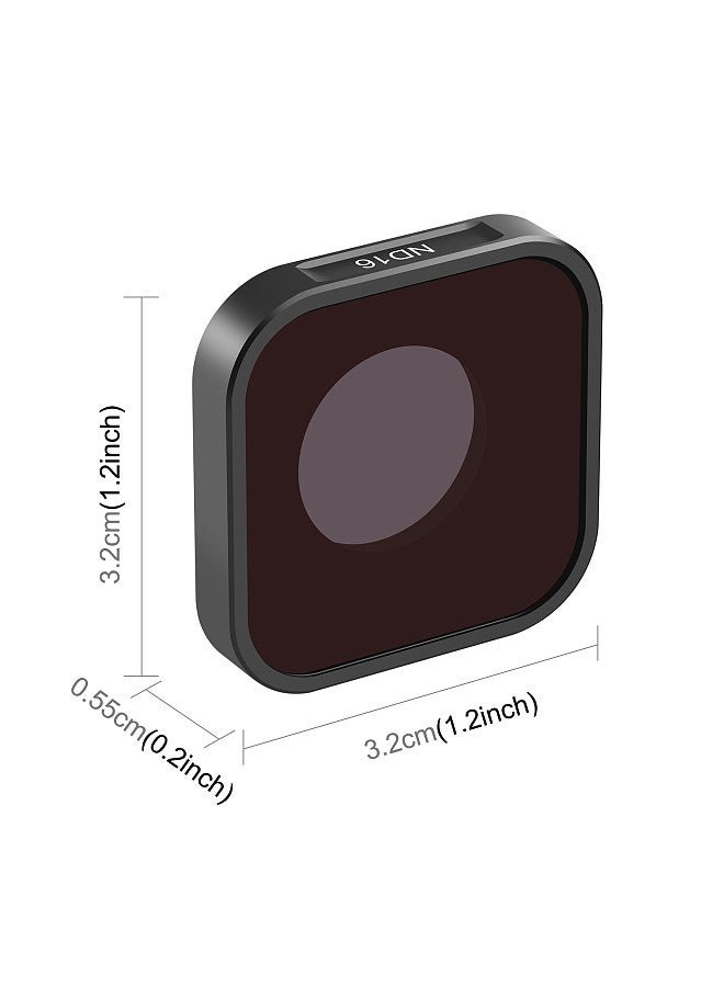 PU921 5.5mm ND16 4-stop Lens Filter 1.2×1.2in ND Filters Optical Glass Waterproof Scratch-resistant with Multi-Resistant Coating Compatible with GoPro 12/ 11/ 10/ 9/ 8/ Mini 11