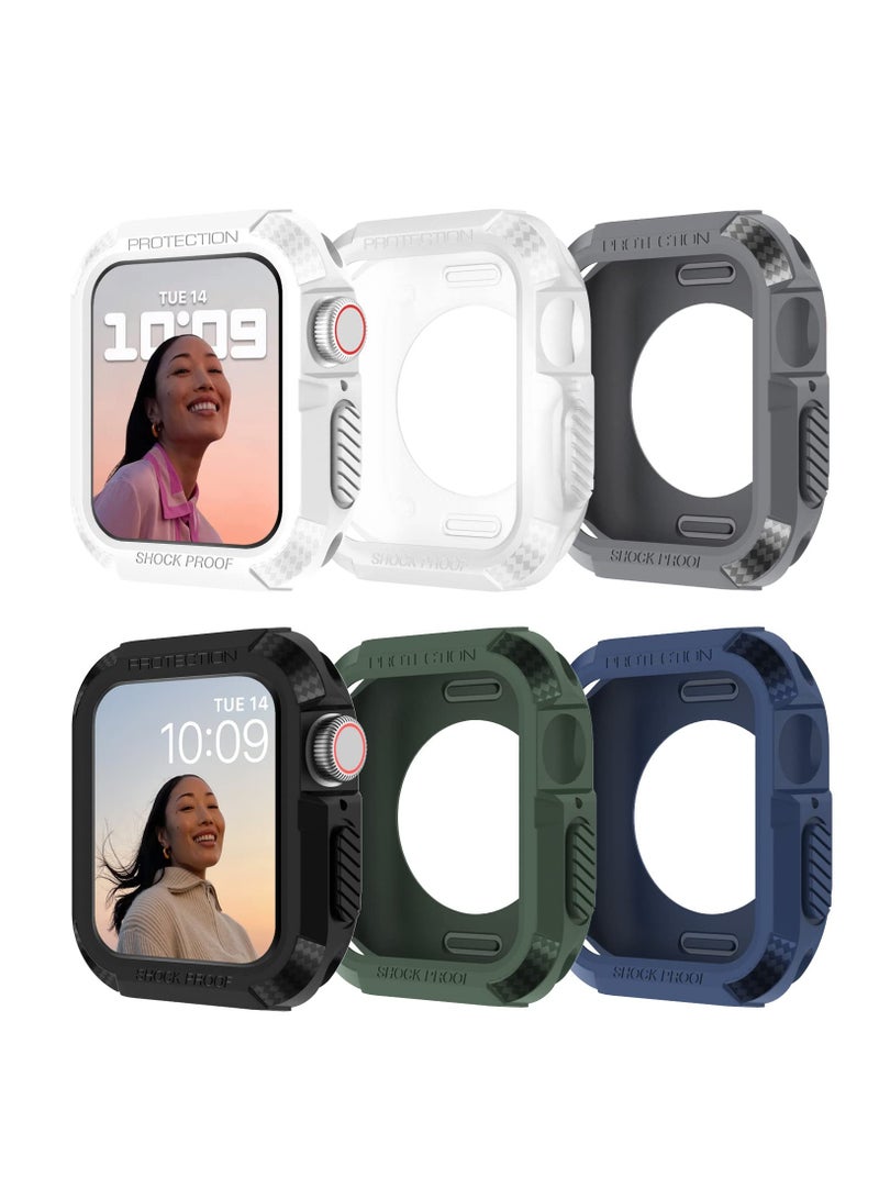 45mm Case, Compatible Fit for Apple Watch Series 7 45mm, 6 Packs Rugged Protective Case Soft TPU Bumper Compatible for Apple Watch Case Series 7/6/SE/5/4 44mm Screen Protector for Men Women