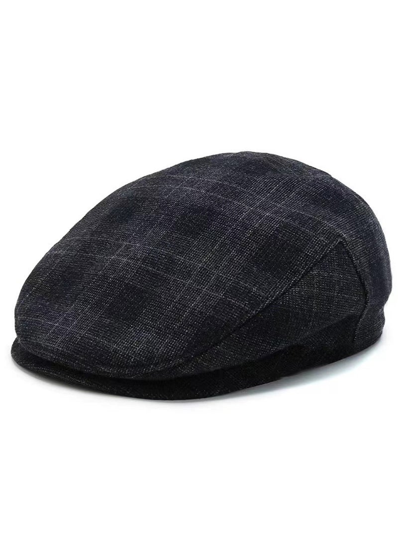 Men's Classic Winter Warm Flat Cap Adjustable Irish Cabbie Gatsby Hat Newsboy Cap Outdoor Hunting Hat One Size Beret Cap Navy Blue