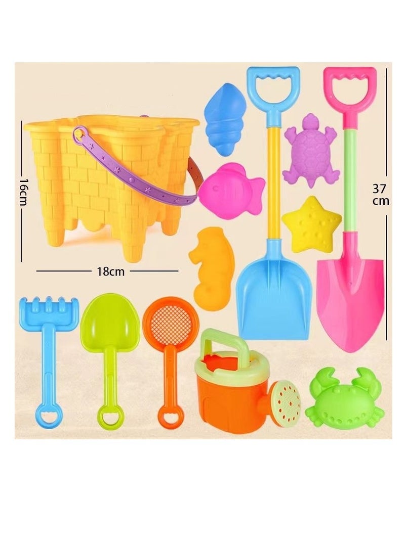 13-Piece Sand Castle Building Beach Toys For Outdoor Play,Including Watering Can, Rake, Shovel Sand Molds,Sandbox Toys