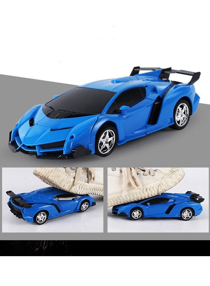 Blue Transforming Toy Car Children 18.5cm Transformation Robot Kit Toys Models 2 In 1 One Step Model Deformed Car Toy for Boy Gift