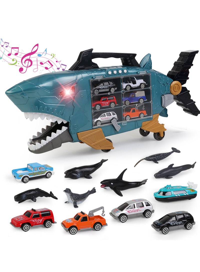 Toddler Carstoy Whale Storage Cart Alloy Pull Back Car Racing VehiclesMini Car Toys For Kids