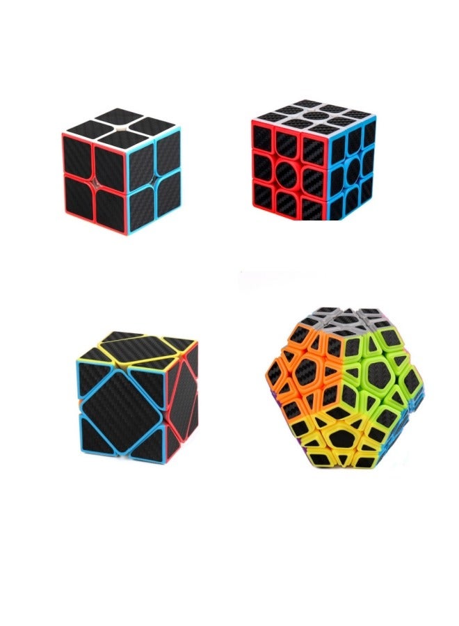 4-Piece Rubik's Cube Set 3D Speed Cube Game,Twisty Puzzle Toy Gift For Kids Adults, Speed Cubing Beginners Or Puzzle Enthusiasts
