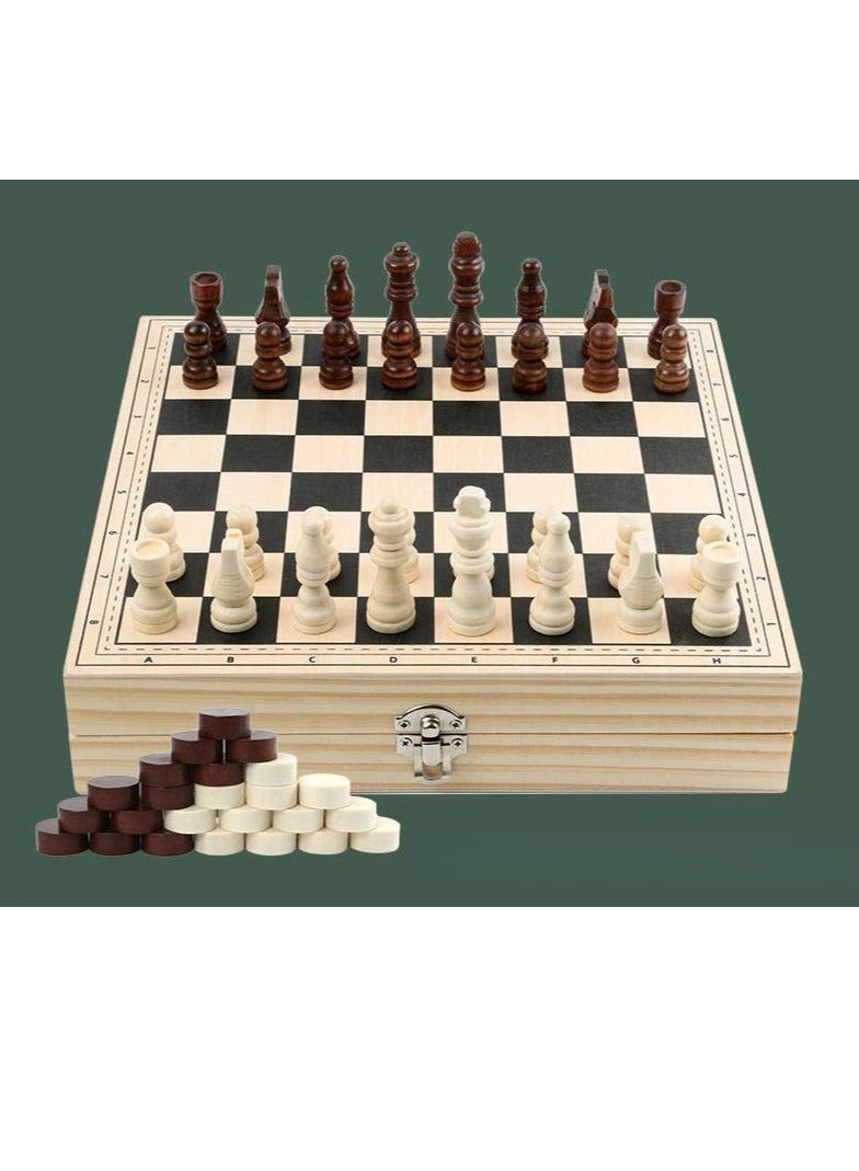 4 In 1 Board Game,Chess,Checkers,Sling Puck Game,Wooden Educational Interactive Game