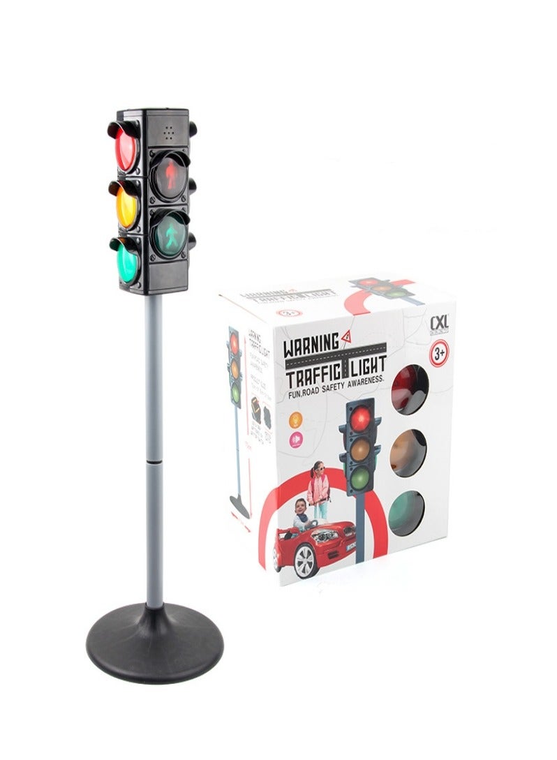 Height Adjustable Simulated Traffic Lights Lamp with Base Early Education Toy Crosswalk Signal for Pretend Play