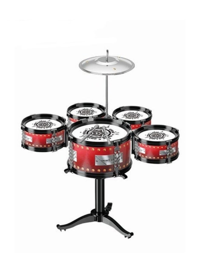 Rock Jazz Drum Set For Kids Musical Instrument Toy For Music Enlightenment 5 Drums Band Rock Set
