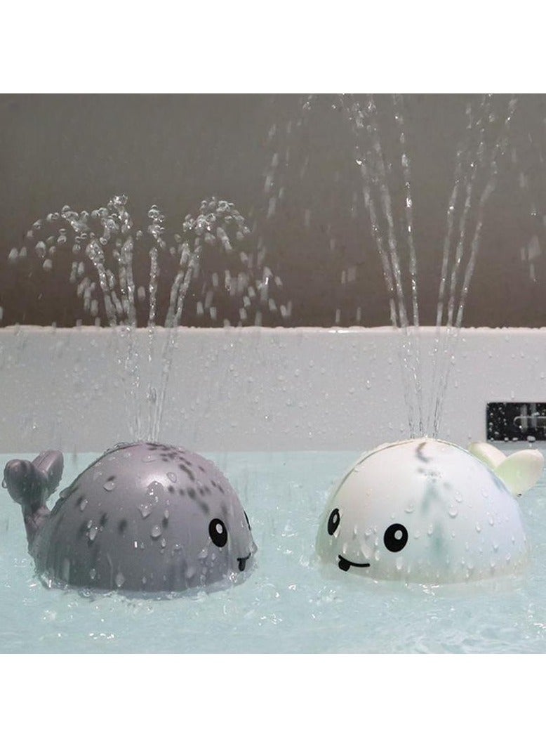 2-Piece Baby Bath Toys Bathroom with Double Layer Waterproof Light Up Whale Spray Water Bathtub Toys