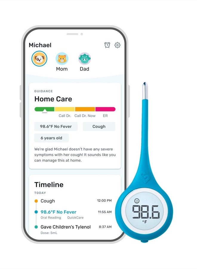 Smart,Fever, Digital Medical Baby, Kid and Adult Termometro - Accurate, Fast, FDA Cleared Thermometer for Oral, Armpit or Rectal Temperature Reading - QuickCare