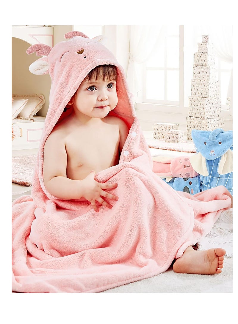 Hooded Towels For Kids 3-13 Years, Premium Beach Or Bath Towel, Rabbit Design, Ultra Soft, And Extra Large, 100% Cotton Children'S Swimming/Bath Towel With Hood Pink Deer