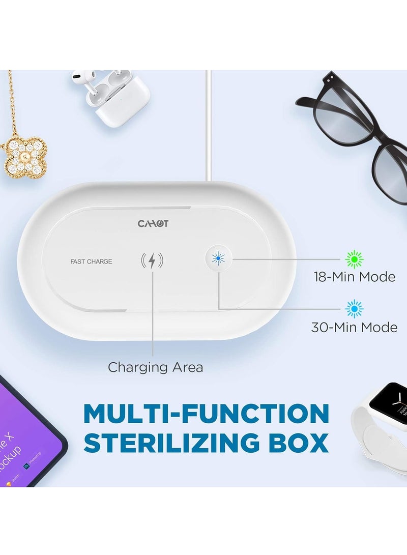 UV Light Sanitizer Box, Portable Phone UVC Light Sanitizer, UV Sterilizer Box with Aroma Diffuser, Fast Charging for Smart Phone, UV Sterilizing Box for Cell Phone, Jewelry, Watches, Glasses