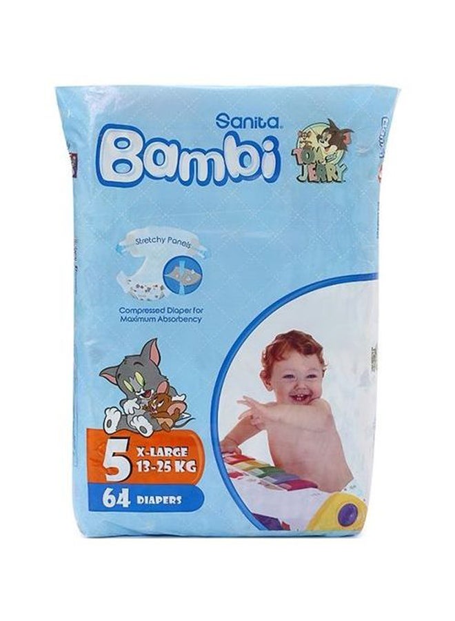Disposable Diapers, Size 5, XL, 13-25 kg, 64 Count