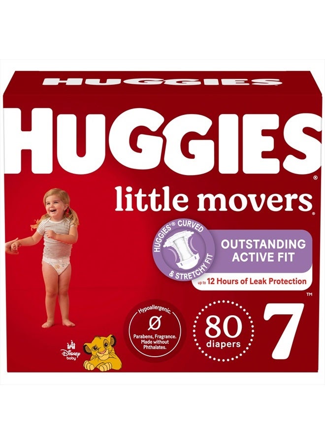 Huggies Size 7 Diapers, Little Movers Baby Diapers, Size 7 (41+ lbs), 80 Count (2 packs of 40), Packaging May Vary