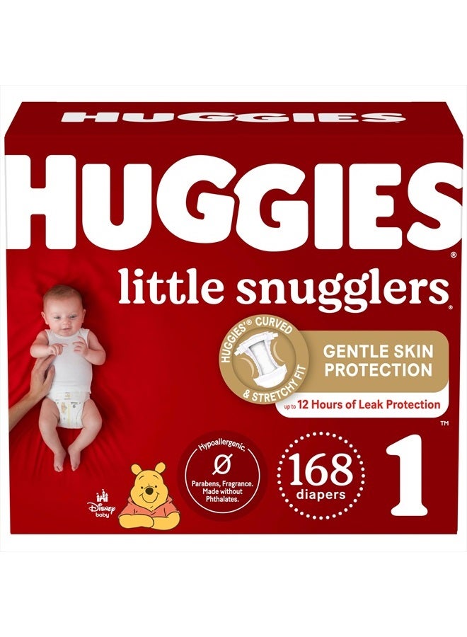 Huggies Size 1 Diapers, Little Snugglers Diapers, (8-14 lbs), 168 Count, Newborn