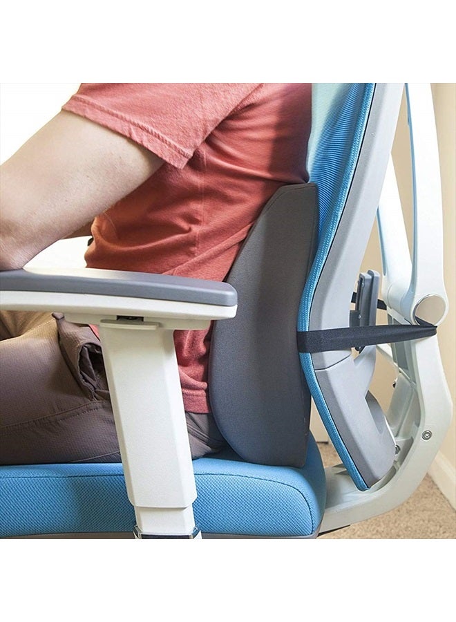 Lumbar Support Pillow for Chair to Assist with Back Support with Removable Washable Cover and Firm Insert to Ease Lower Back Pain while Improving Posture, 14 x 13 x 5, Contoured Foam, Elite, Gray