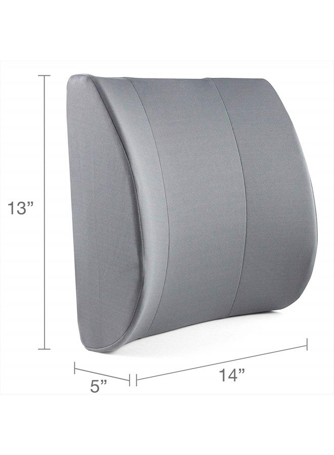 Lumbar Support Pillow for Chair to Assist with Back Support with Removable Washable Cover and Firm Insert to Ease Lower Back Pain while Improving Posture, 14 x 13 x 5, Contoured Foam, Elite, Gray