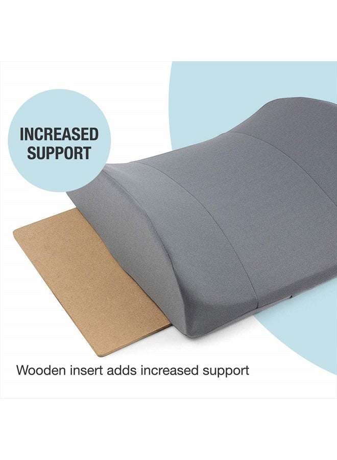 Lumbar Support Pillow for Chair to Assist with Back Support with Removable Washable Cover and Firm Insert to Ease Lower Back Pain while Improving Posture, 14 x 13 x 5, Contoured Foam, Elite, Gray