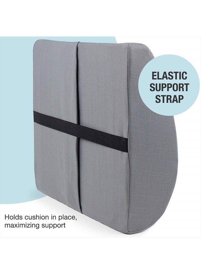 Lumbar Support Pillow for Chair to Assist with Back Support with Removable Washable Cover and Firm Insert to Ease Lower Back Pain while Improving Posture, 14 x 13 x 5, Contoured Foam, Elite, Gray