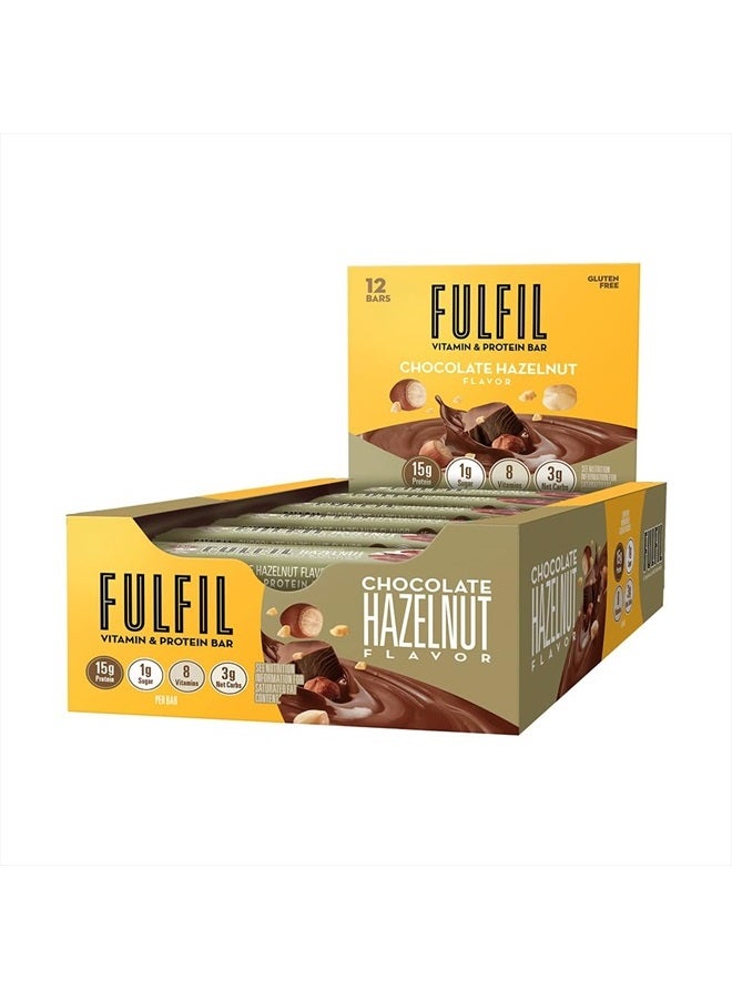 Vitamin and Protein Bars, Hazelnut, Snack Sized Bar with 15 g Protein and 8 Vitamins Including Vitamin C, 12 Count