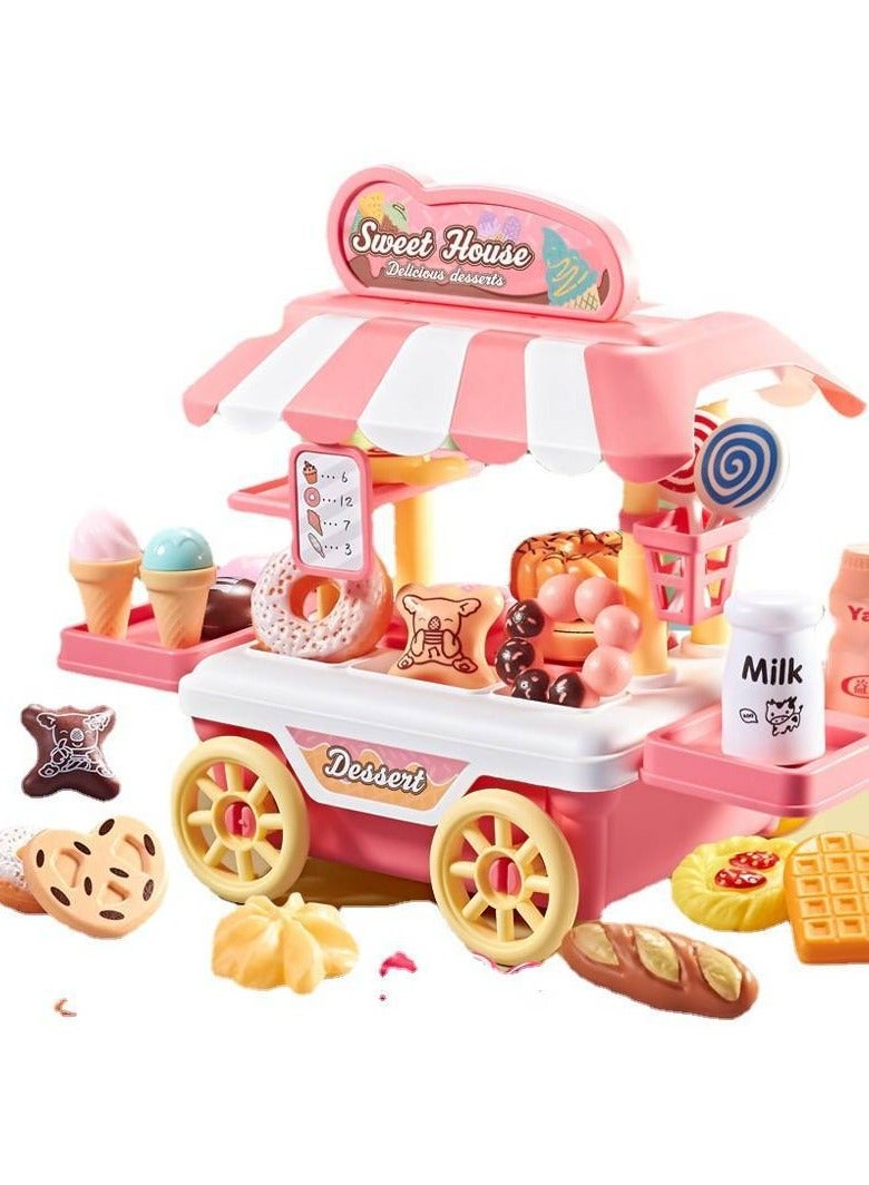 32 Pieces Play House Toy Ice Cream Dessert Cart Simulation Pretend Play Gift For Kids