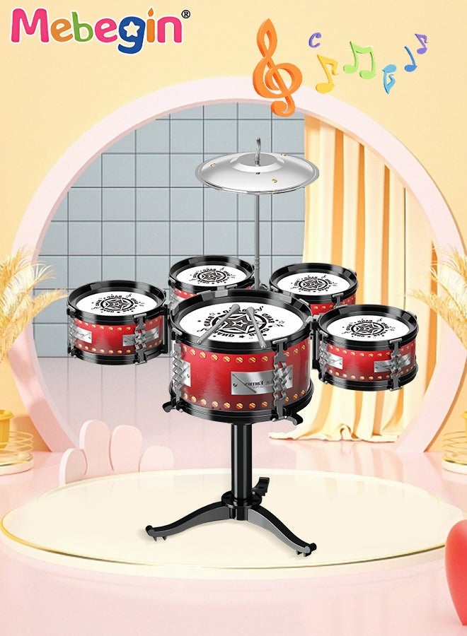 Rock Jazz Drum Set for Kids musical instrument toy for Music Enlightenment 5 Drums Band Rock Set Ideal Gift Toy for Kids