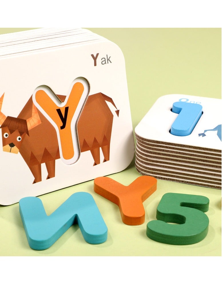 Wooden Number and Alphabet Flash Cards ABC Montessori Educational Toys  for Preschool Learning Activities