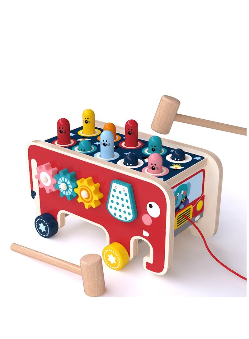 Wooden Hammering And Pounding Toys For Toddlers Wooden Cartoon Elephant Drag Toys For Boys And Girls