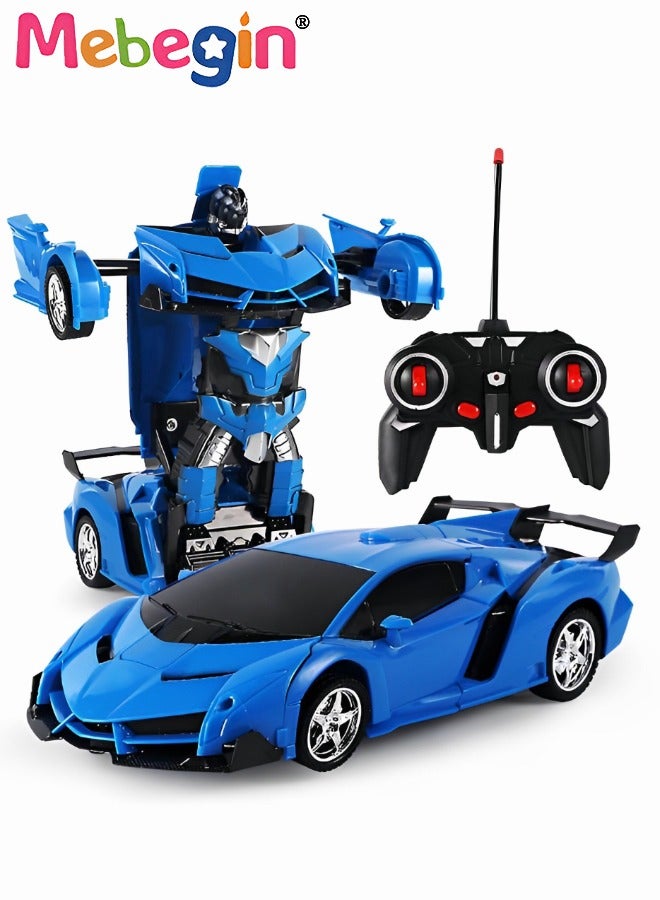 Remote Control Car-18.5cm Transform Robot ,Kit Toys Models 2 In 1,One-Button Deformation & Rotating Drifting & Cool Lighting, Toys for 6+ Year Boys Girls