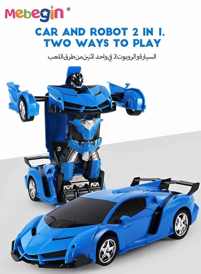Remote Control Car-18.5cm Transform Robot ,Kit Toys Models 2 In 1,One-Button Deformation & Rotating Drifting & Cool Lighting, Toys for 6+ Year Boys Girls