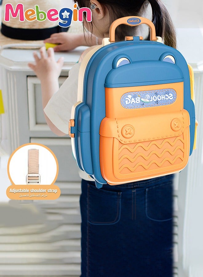 34Pcs Kitchen Playset, Portable Kitchen Toys Backpack, Pretend Role Play Toys with Rich Kitchen Accessories, Creative Play House toys Kit, Fun Educational Toys, Easy to Assemble, Ideal Gifts for Kids