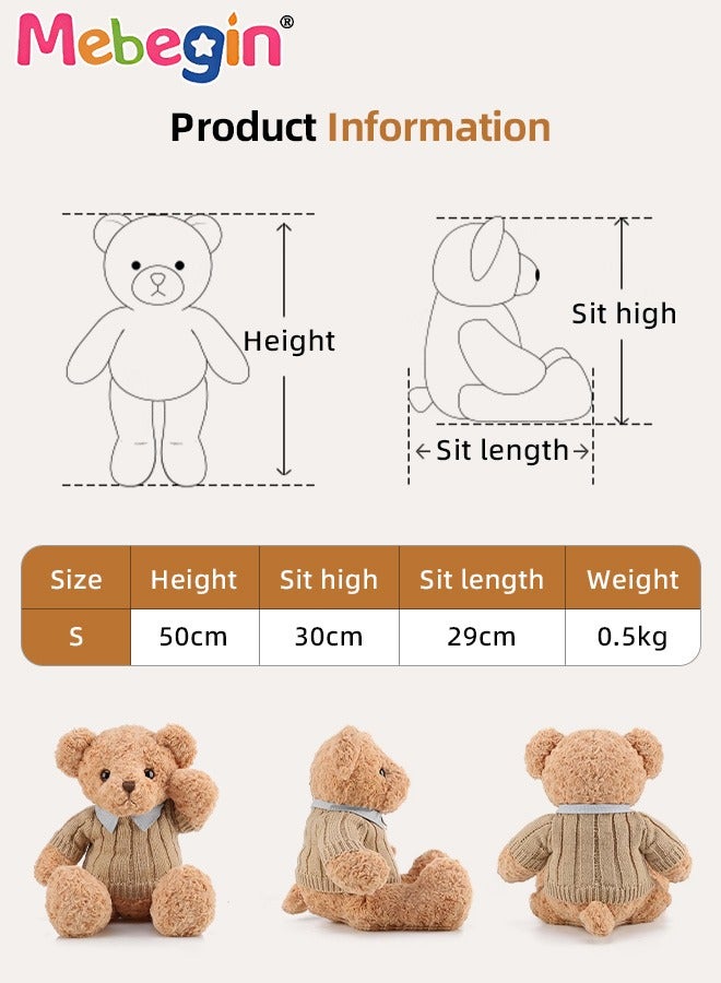 50cm Teddy Bear Stuffed Animal, Soft Cuddly Stuffed Plush Bear, Gifts for Kids Baby Toddlers on Baby Shower, Valentine's Day Gift
