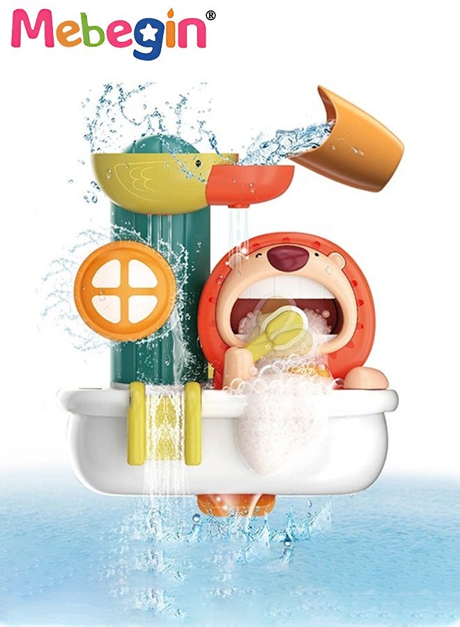 Toddler Bathtub Toys, Cartoon Lion Bubbles Turn Fun Water Shower Sprinkler Toy, Strong Suction Cups,Preschool New Born Baby Bathtub Water Toys, Durable Interactive Multicolored Infant Toy