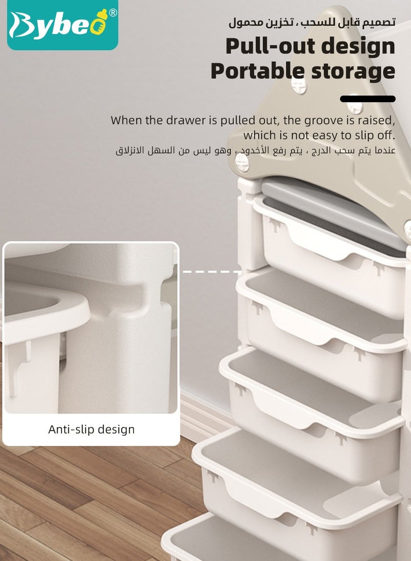 Children Deluxe Storage Organizer Set - Kids Bookshelf With Multi-Layer Toy Storage Rack, Storage Drawers, Drawing Board, Multi Boxes, PP Material With Large Capacity