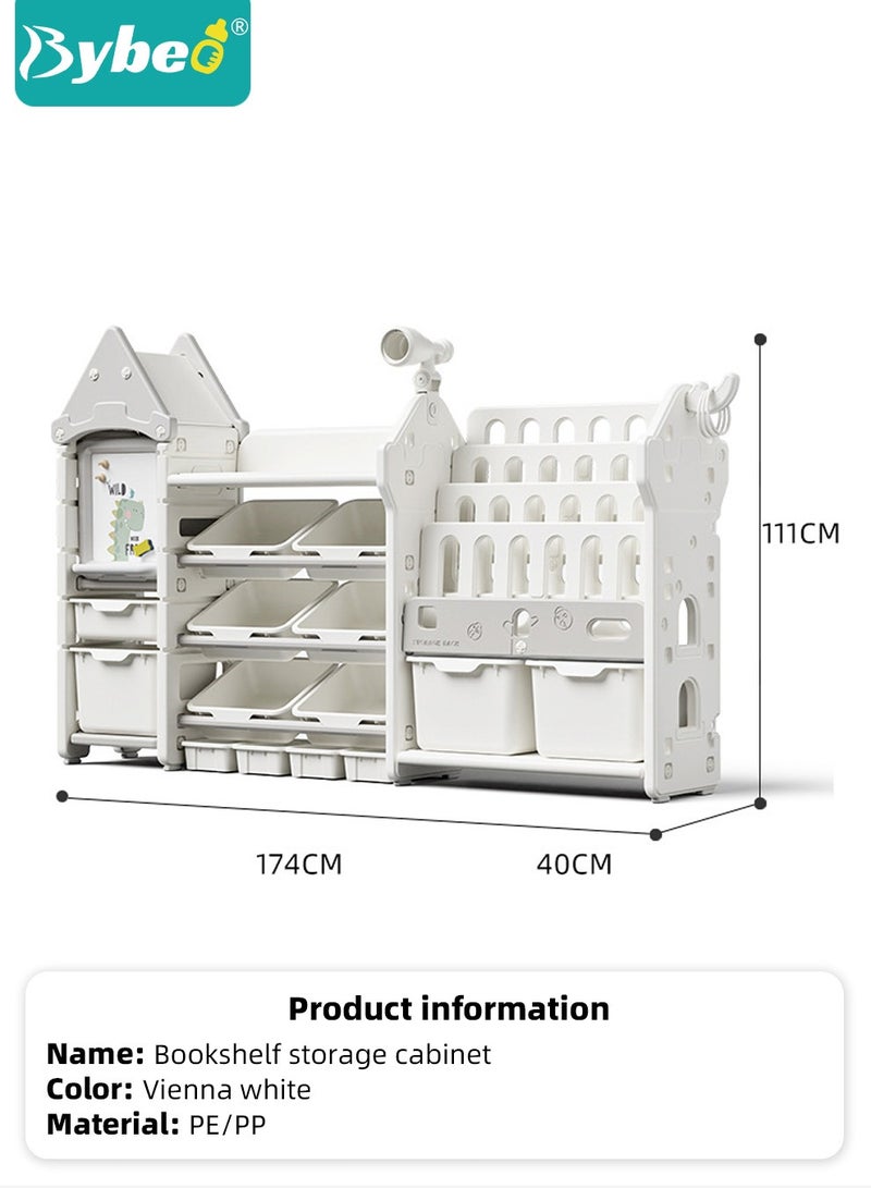 Children Deluxe Storage Organizer Set - Kids Bookshelf With Multi-Layer Toy Storage Rack, Storage Drawers, Drawing Board, Multi Boxes, PP Material With Large Capacity
