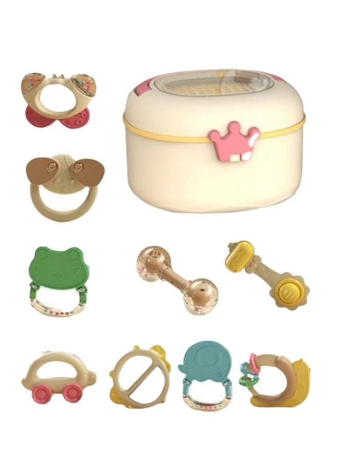 9-Piece Teether Rattle Set Food Grade Silicone Material