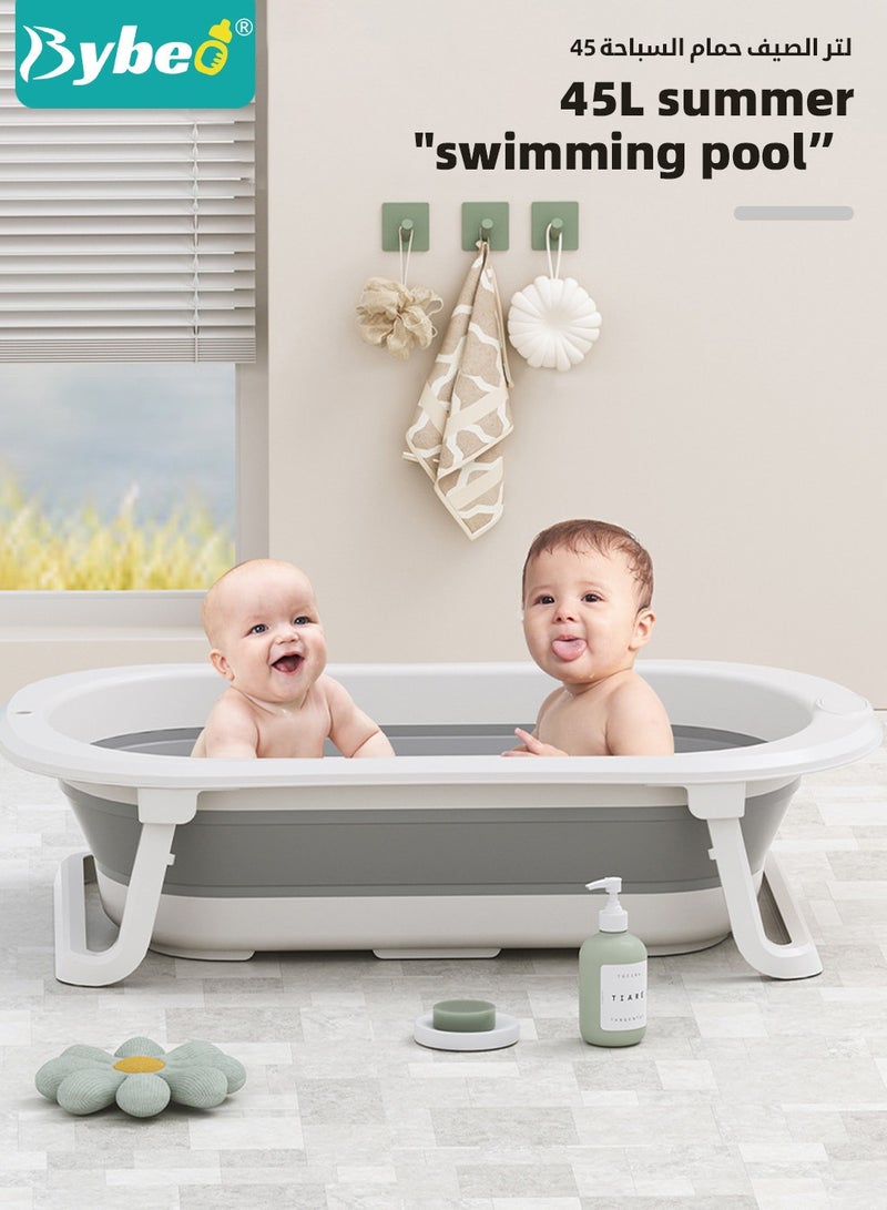 5 PCS Baby Bath Tub Foldable Bathtub With Baby Bath Chair + Shower Cap *1 + Washing Hair Shower Shampoo Cup *1 + Shampoo Brush *1