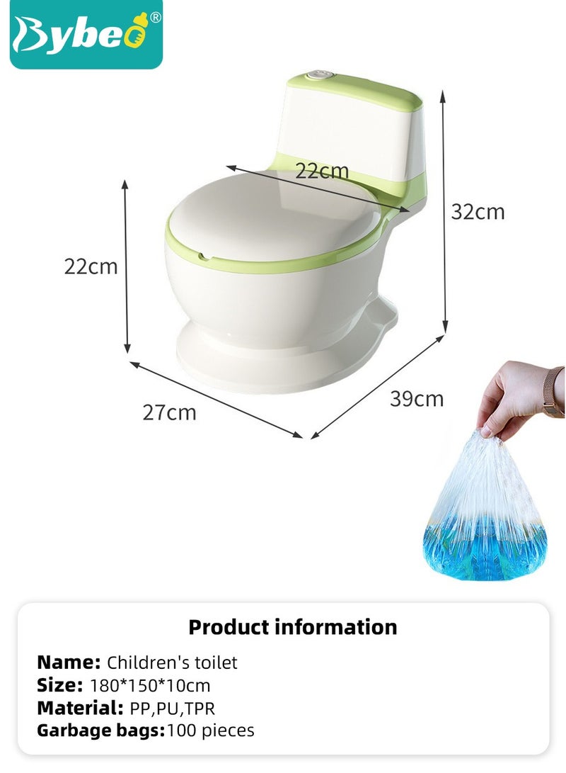 Baby Potty Training Seat, Kid Size Potty, Realistic Potty Training Toilet with Lid Back, Babies Toilets with a Brush and 100pcs Clean Bag, for Toddlers Infants Kids Boys Girls, Easy to Empty and Clean