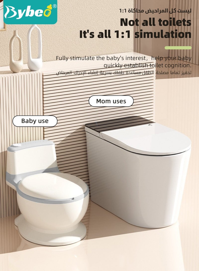 Baby Potty Training Seat, Kid Size Potty, Realistic Potty Training Toilet with Lid Back, Babies Toilets with a Brush and 100pcs Clean Bag, for Toddlers Infants Kids Boys Girls, Easy to Empty and Clean