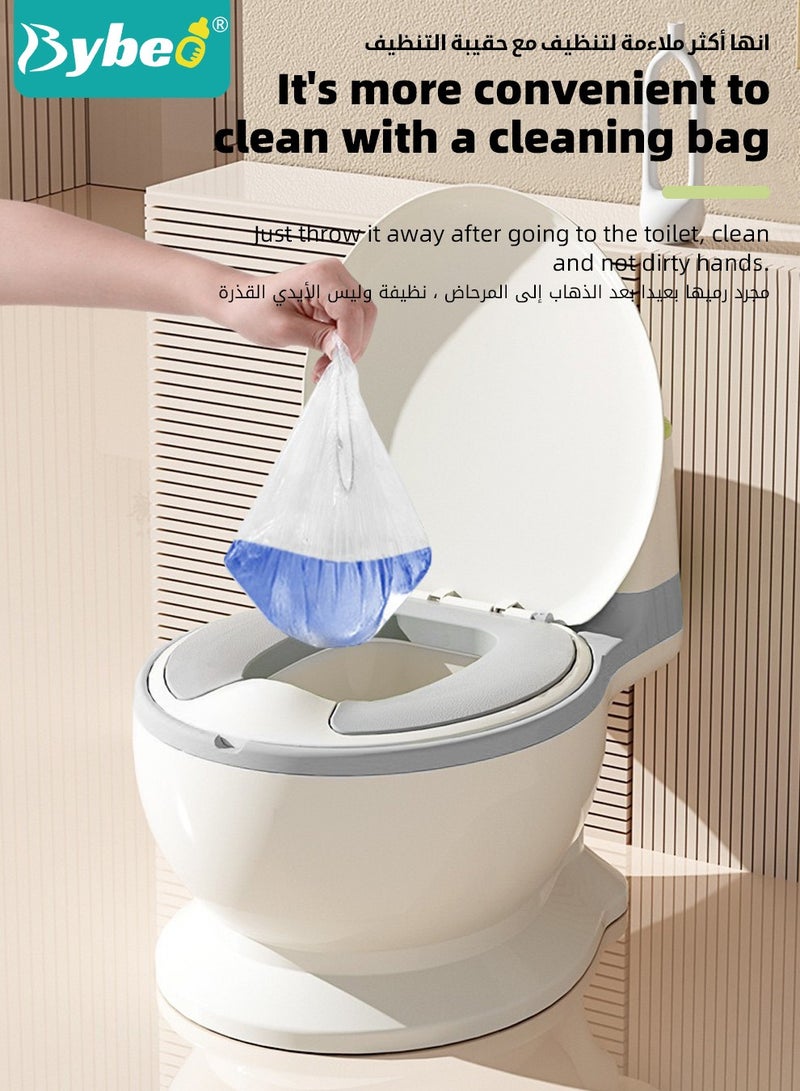 Baby Potty Training Seat, Kid Size Potty, Realistic Potty Training Toilet with Lid Back, Babies Toilets with a Brush and 100pcs Clean Bag, for Toddlers Infants Kids Boys Girls, Easy to Empty and Clean