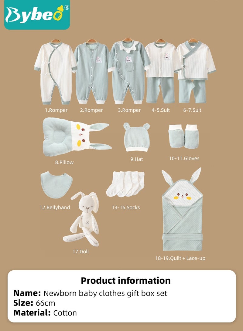 19PCS Newborn Baby Gift Set, Newborn Layette Gift Set for Boys and Girls, Babies Essential Clothes Accessories with Baby Blanket, 100% Premium Cotton,  for Spring Summer Autumn Winter Four Seasons