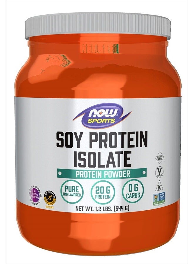 Sports Nutrition, Soy Protein Isolate 20 G, 0 Carbs, Unflavored Powder, 1.2-Pound