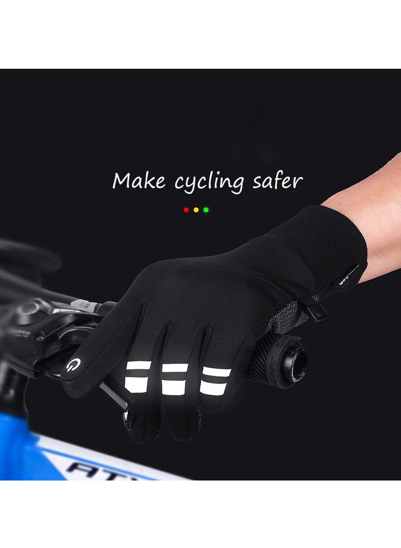 Cycling Gloves Bicycling Anti Slip Shock Absorbing Men Women Winter Three Fingers Fleece Windproof Waterproof Warm Outdoors Sport