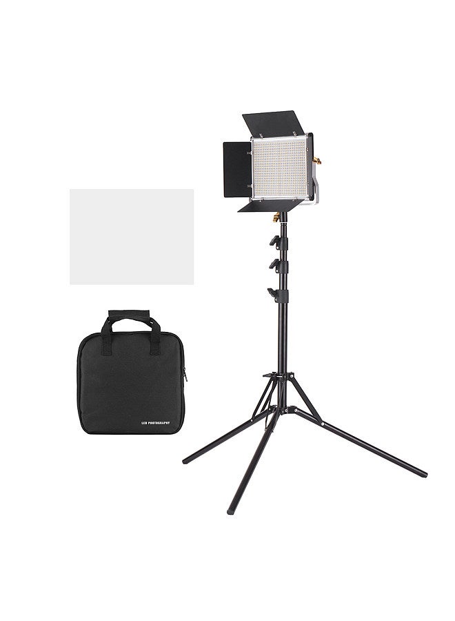LED Video Light and 78.7 Inches Stand Kit Dimmable 660 LED Bulbs Bi-Color Light Panel 3200-5600K CRI 85+ with U Bracket & Barndoor for Studio Photography Video Outdoor Shooting