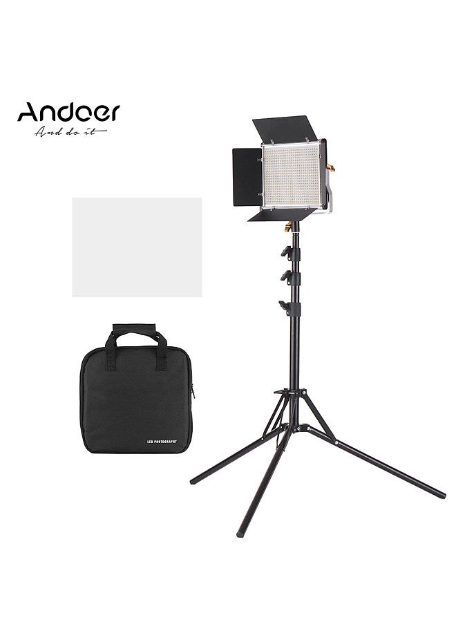 LED Video Light and 78.7 Inches Stand Kit Dimmable 660 LED Bulbs Bi-Color Light Panel 3200-5600K CRI 85+ with U Bracket & Barndoor for Studio Photography Video Outdoor Shooting