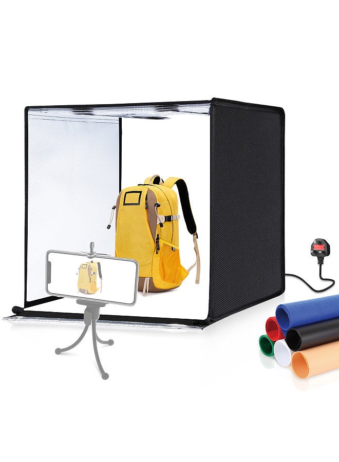 PU5060 60*60*60cm Folding LED Light Tent Desktop Photo Studio Light Box 60W Softbox 120pcs LED Beads 5500K Dimmable with 6pcs Color Backdrops for Small Product Photography