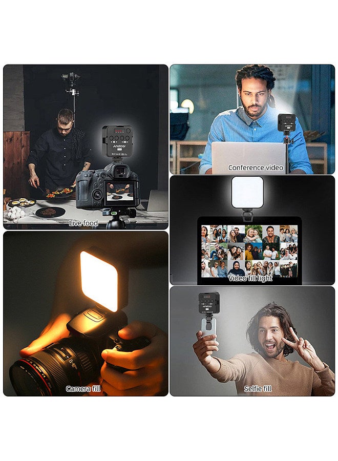 T64 Pocket Led Light Mini Video Lamp Photography Light 2500K-9000K±200K Color Temperature CRI≥95 with 64pcs Beads 3 Cold Shoe Mounts for Live Streaming Home Studio Comercial Photography