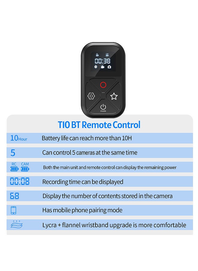 GP-RMT-T10 Waterproof Smart BT Wireless Remote Control with LED Display Screen 80 Meters Large Working Distance Replacement for GoPro 12 11 10 9 8 max