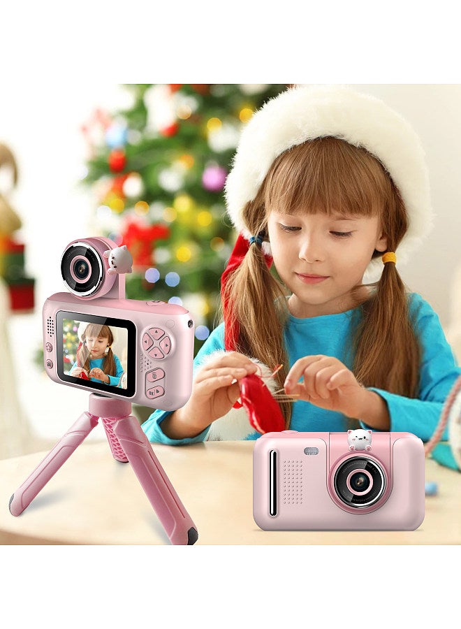 1080P Kids Digital Camera Mini Video Camera for Kids 40MP 2.4 Inch IPS Screen 180°Rotatable Lens Built-in Battery Cute Photo Frames Fun Games