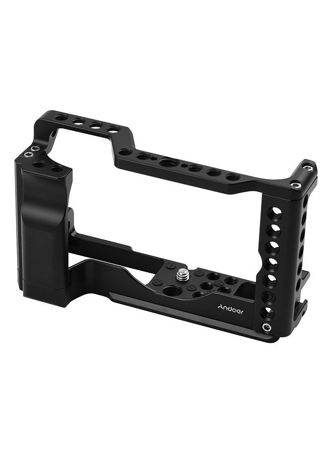 Video Camera Cage Rig Aluminum Alloy with Cold Shoe Mount Universal 1/4 3/8 Threaded Holes Shoulder Strap Hole Replacement for Canon M6 Mark II Camera